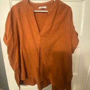 Madewell Lakeline Popover Blouse M Rust Color